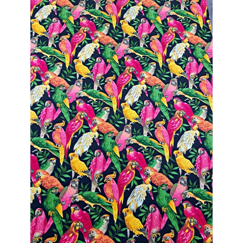VTG Cranston Tropical Bird Parrot Print Multicolor Upholstery Fabric 2.3 Yards